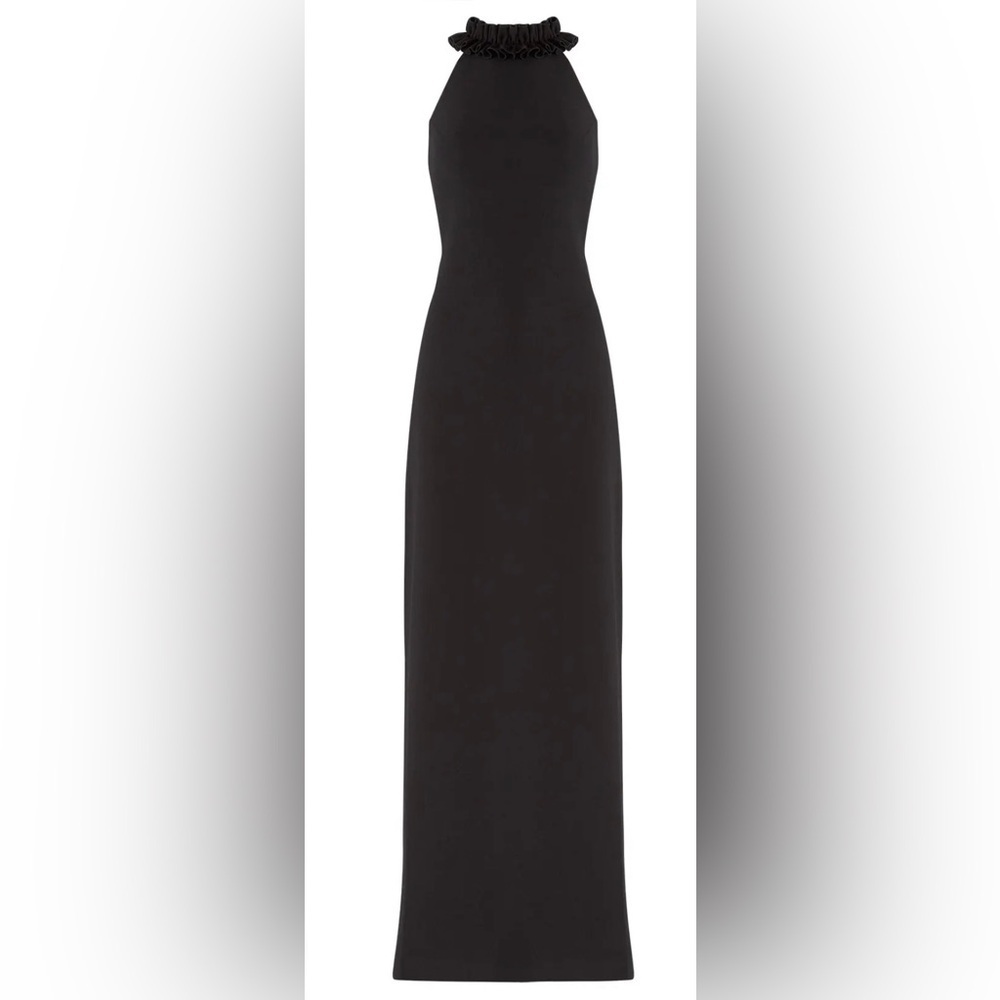 Trina Turk Black High Ruffle Gown Size 4 - Picture 2 of 9